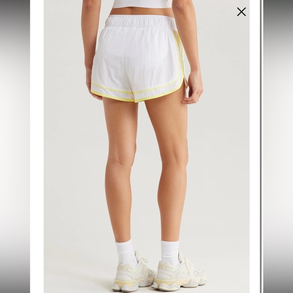 Free People X FP Movement Varsity Blues Shorts in White/Highlighter Combo NWT - Picture 2 of 5